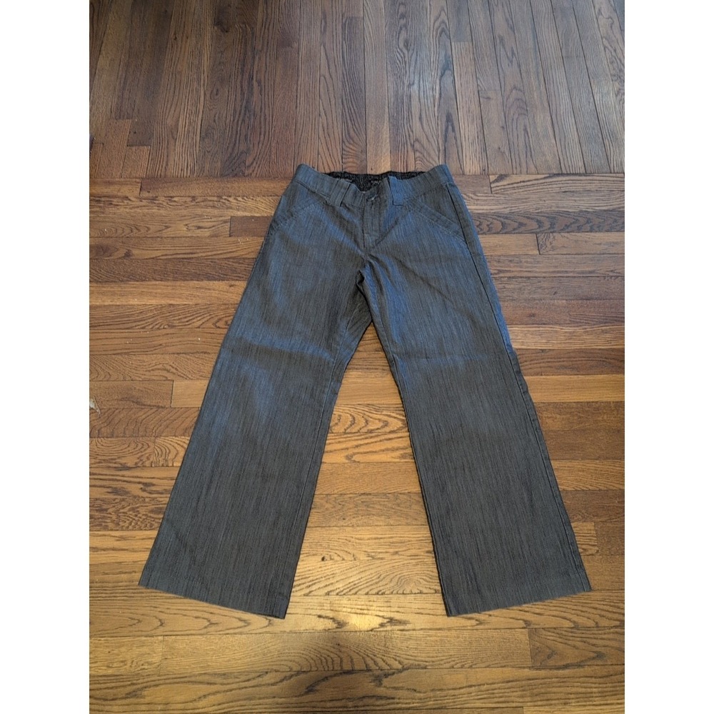 Lee No-Gap Waistband Wide Leg Chino Style Jeans Gray Black sz 8p PETITE Stretch